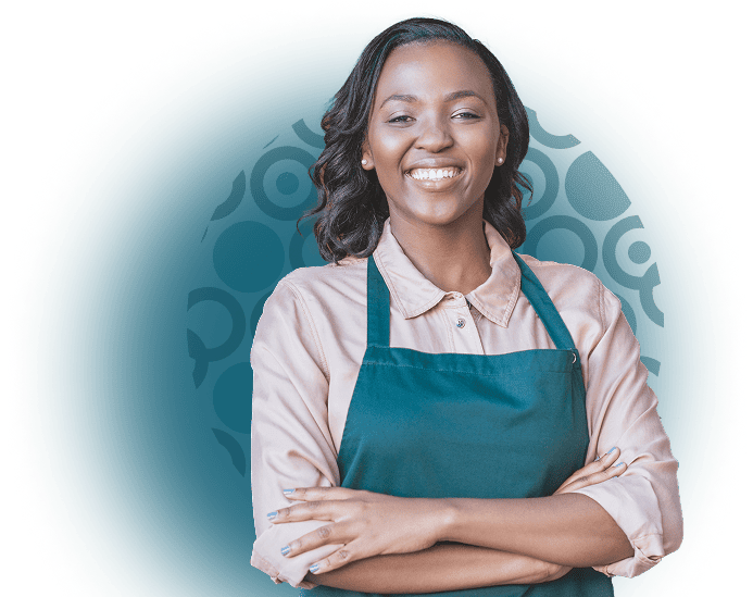 Smiling woman in apron